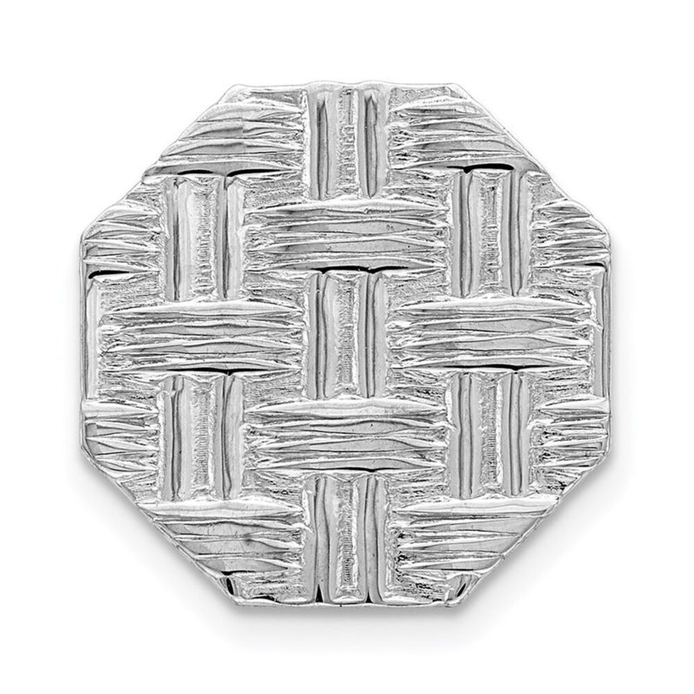 Rhodium Plated Sterling Silver Basketweave Lapel or Tie Pin, 13mm